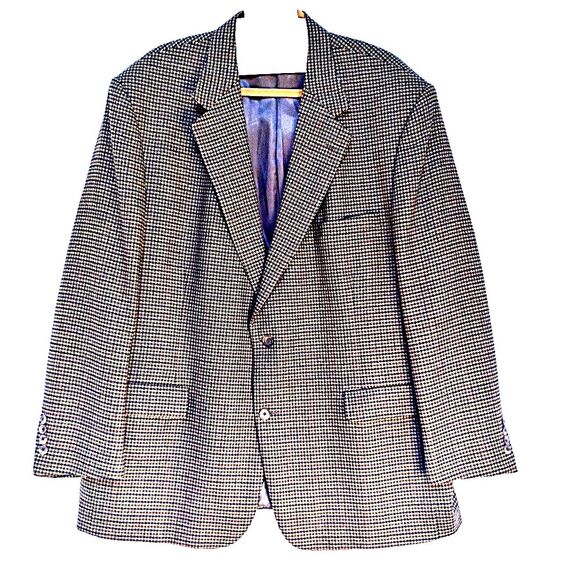 Roundtree & Yorke Other - Roundtree & Yorke Dillards Wool Tan Tweed Houndstooth Blazer Sports Coat 48R